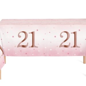 Oojami 4 Pack Happy Birthday Table Cover (4, Pink - 21st Birthday)