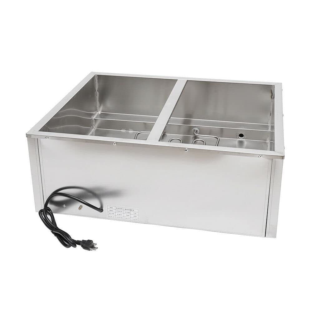 Steam Table Food Warmer 4-Pan Countertop Steam Table Buffet Warmer Temp Control Commercial Electric Bain Marie Food Warmer Large Capacity for Restaurants, Catering 850W 10.6Qt/Pan