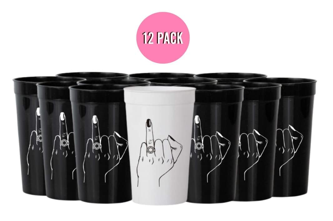 Bach Bride Bachelorette Party Decorations Ring Finger Reusable Cups - 12 Stadium Cups | Bridal Shower Gift, Bridesmaid Favors