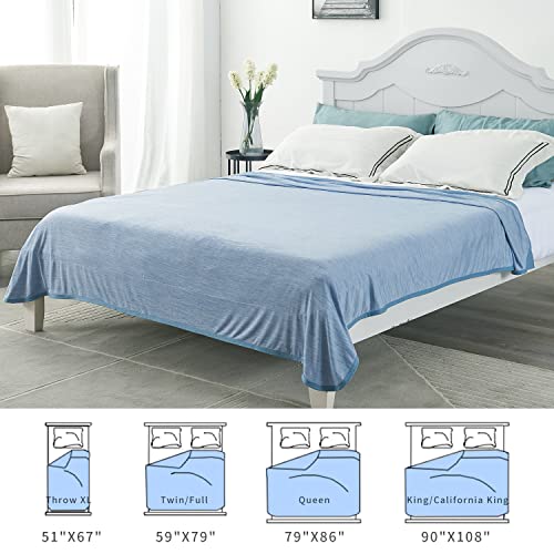 MH MYLUNE HOME Cooling Blanket for Hot Sleepers, Lightweight Thin Summer Blanket for Hot Flashes Night Sweates Sleeping,Arc-chill Cold Throw Blanket for Bed/Sofa,King Size, Blue