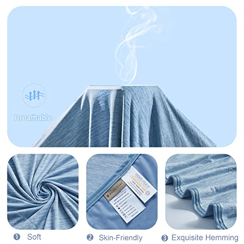 MH MYLUNE HOME Cooling Blanket for Hot Sleepers, Lightweight Thin Summer Blanket for Hot Flashes Night Sweates Sleeping,Arc-chill Cold Throw Blanket for Bed/Sofa,King Size, Blue