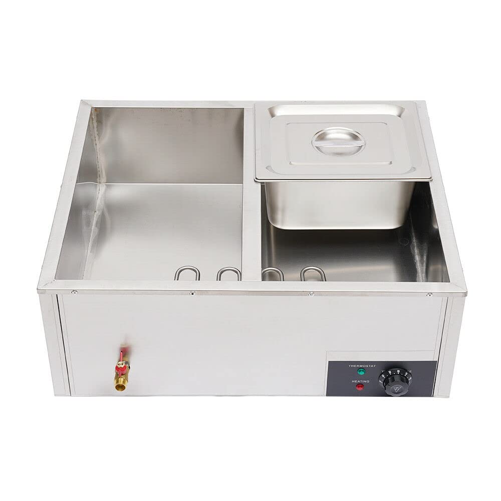 Steam Table Food Warmer 4-Pan Countertop Steam Table Buffet Warmer Temp Control Commercial Electric Bain Marie Food Warmer Large Capacity for Restaurants, Catering 850W 10.6Qt/Pan