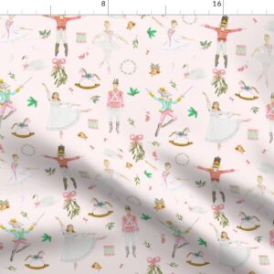 Spoonflower Fabric - Nutcracker Ballet Pink Winter Holiday Christmas Watercolor Swan Fairy Printed on Petal Signature Cotton Fabric by The Yard - Sewing Quilting Apparel Crafts Decor