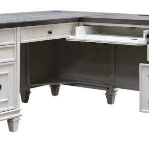 Martin Furniture Hartford Wood L-Desk and Return, Writing Table and Return, Office Desk and Return, White