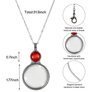 DragonflyDreams Magnifying Glass Necklace Gift, Magnifying Pendant Necklace Reading Magnifier for Elders Magnifying Lens for Book Newspapers Reading, Jewelry, Exploring Red