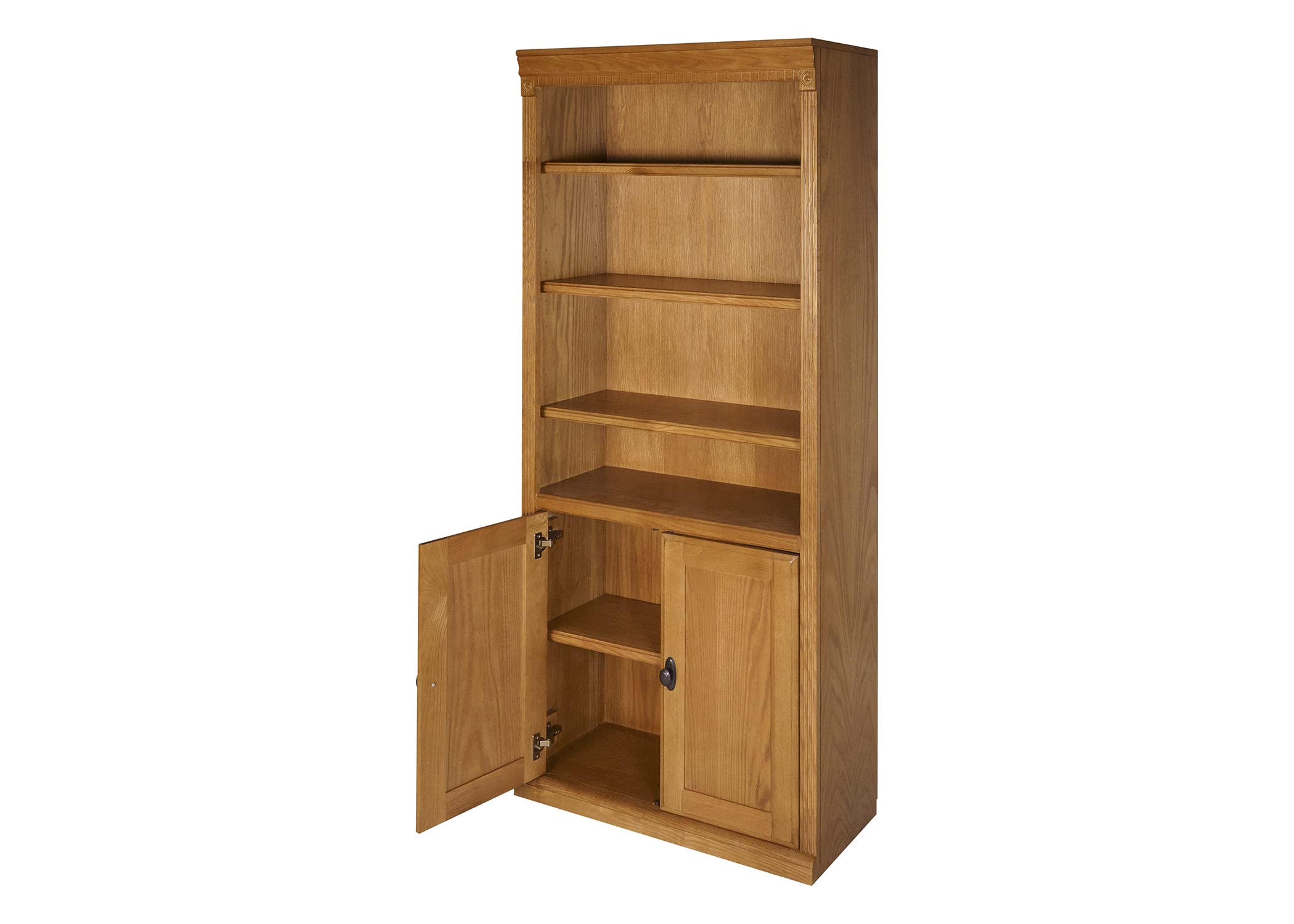 Martin Furniture Huntington Oxford Wood Bookcase with Doors, Storage Cabinet, Office Shelves, Wheat, Brown (HO3072D/W)