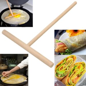 Hemoton Wooden T Shape Crepe Spreader Natural Wooden T-Shaped Tool for Crepes Wooden Crepe Maker Pancake Maker Tool