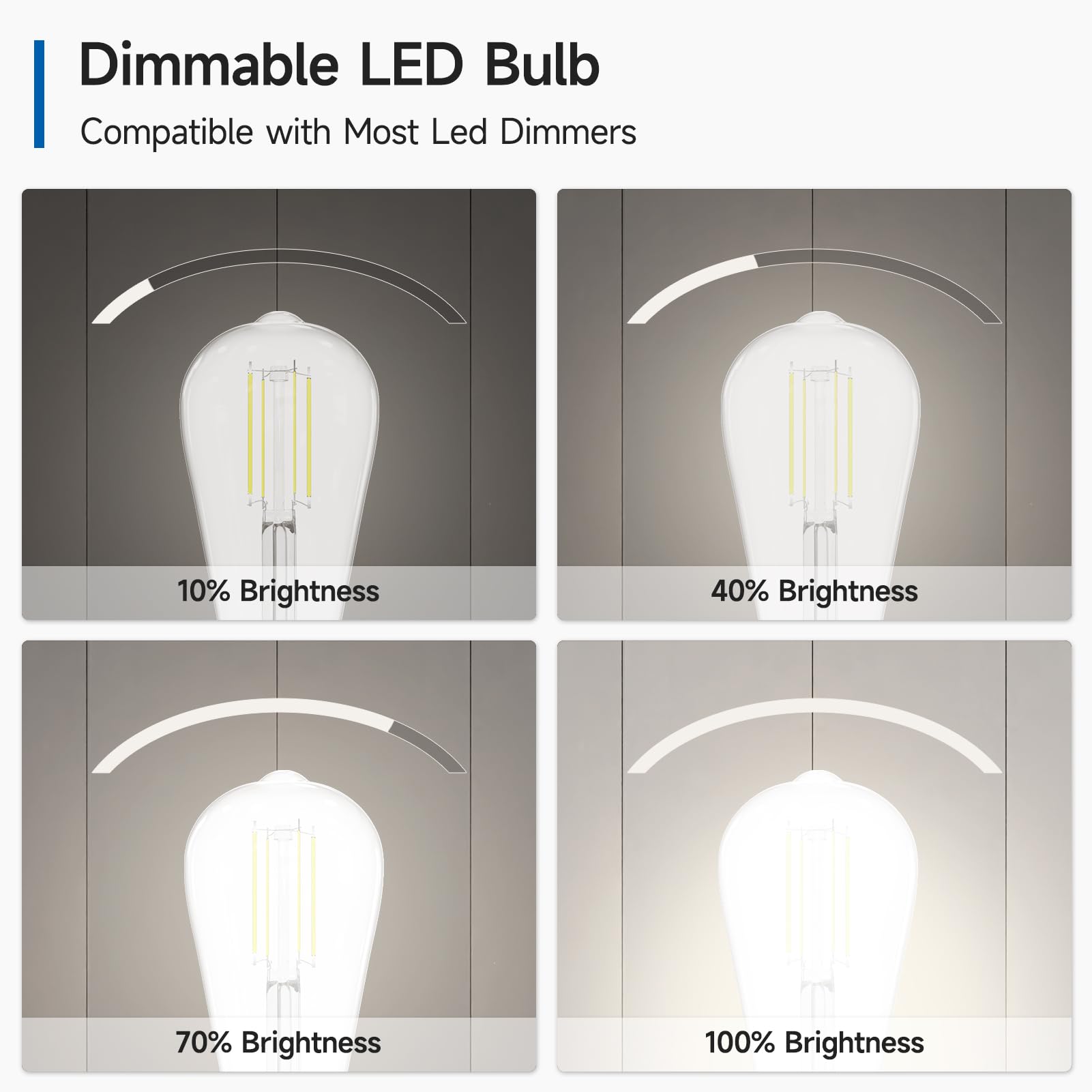 SHINESTAR E26 LED Bulb 60 Watt Dimmable, 4000K Bright White, Edison Light Bulbs for Bathroom Vanity, 4-Pack