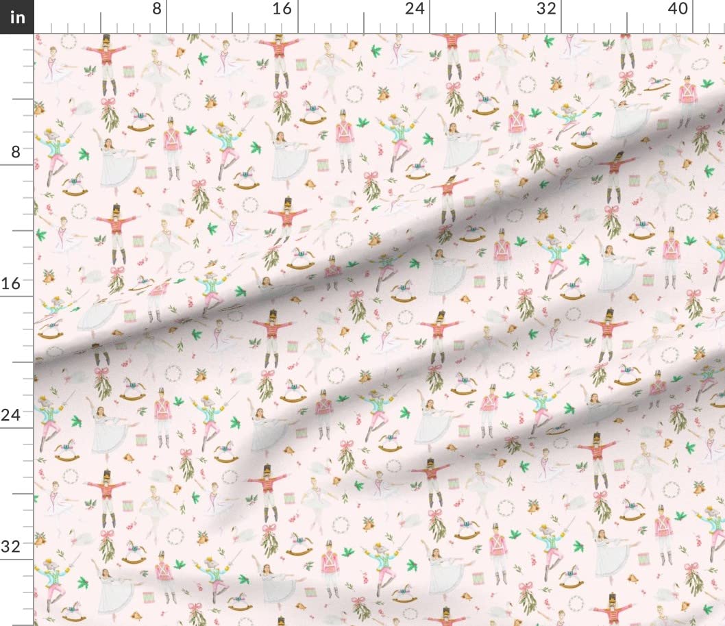 Spoonflower Fabric - Nutcracker Ballet Pink Winter Holiday Christmas Watercolor Swan Fairy Printed on Petal Signature Cotton Fabric by The Yard - Sewing Quilting Apparel Crafts Decor