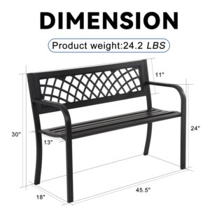 Dopinmin Outdoor Bench, Rust-Proof Cast Iron Park Bench, Hold 485 lbs Heavy-Duty Metal, 50" x 21" x 35", Bronze