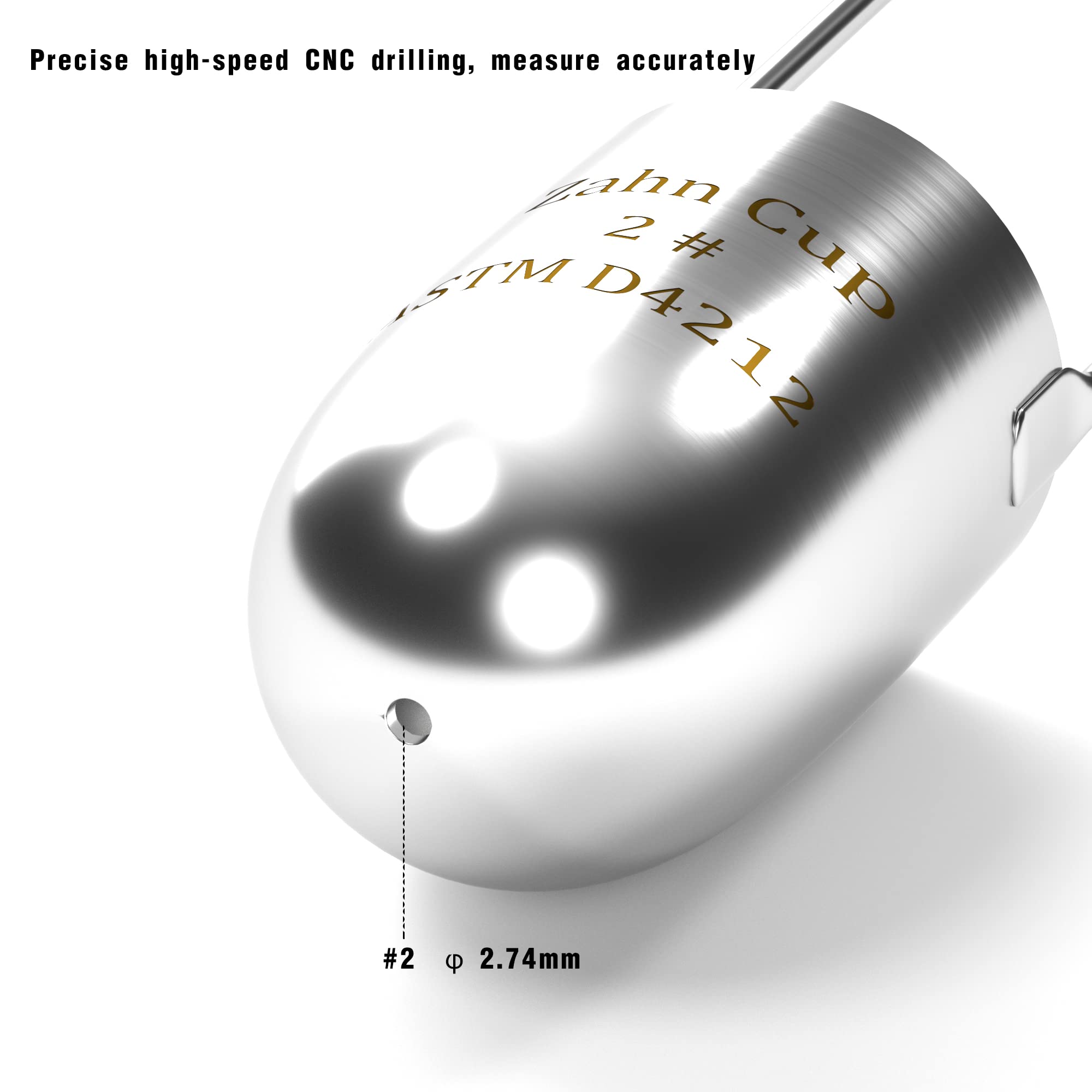 Zahn Cup No. 2 Viscosity Cup #2 Viscometer 44ml Dip Type Stainless Steel Flow Cup for Oil Dye Paint Finishes Honey Sauce