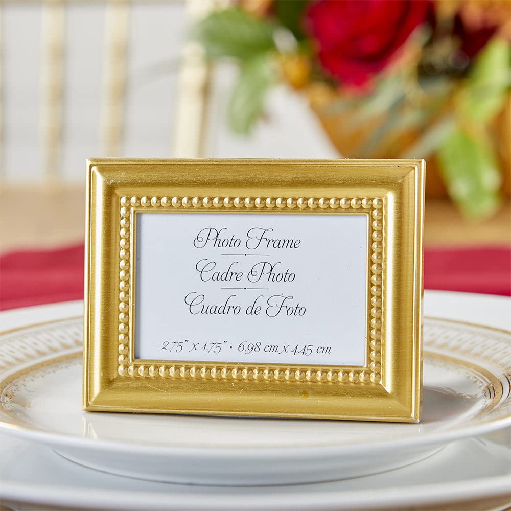 Kate Aspen 12PCS Gold Beaded Frame Place Card/Photo Holder, Place Cards Included, Wedding, Bridal Shower, Anniversary Party Decorations