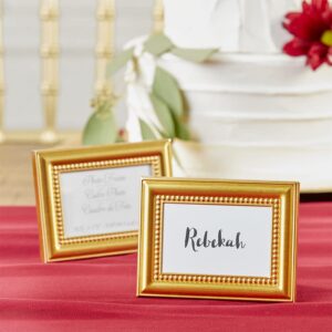 Kate Aspen 12PCS Gold Beaded Frame Place Card/Photo Holder, Place Cards Included, Wedding, Bridal Shower, Anniversary Party Decorations