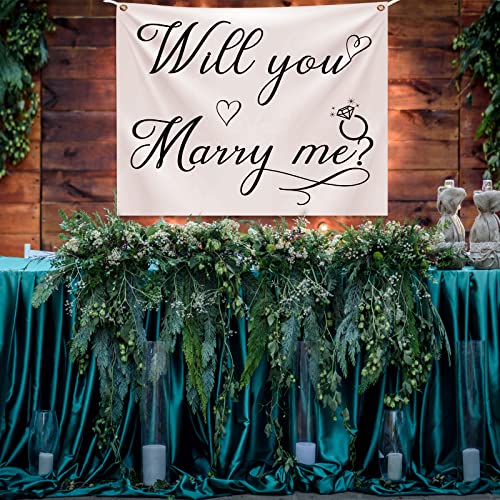 Will You Marry Me Tapestry Marry Me Sign Will You Marry Me Banner Wall Hanging Hand Lettering Engagement Decorations for Wedding Proposal Party Decor Bedroom Living Room Wall Backdrop 59.1 x 51.2 Inch