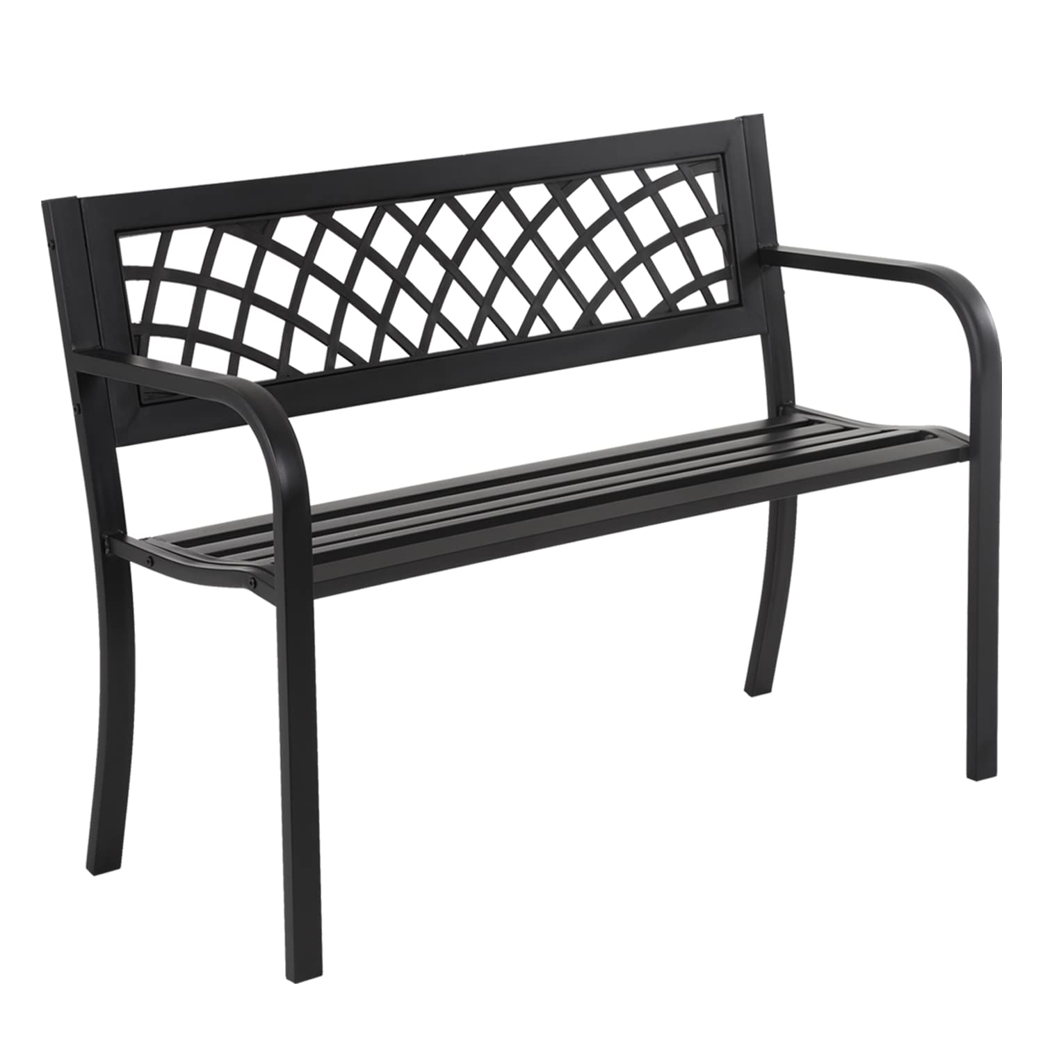 Dopinmin Outdoor Bench, Rust-Proof Cast Iron Park Bench, Hold 485 lbs Heavy-Duty Metal, 50" x 21" x 35", Bronze