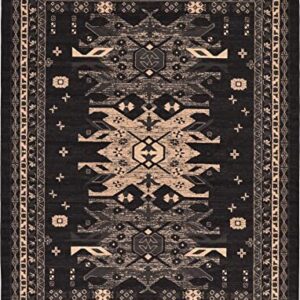 Rugs.com Heris Collection Rug – 9' x 12' Black Medium Rug Perfect for Living Rooms, Large Dining Rooms, Open Floorplans