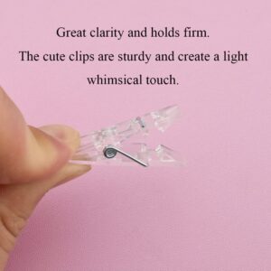 HAHIYO 1.38in Plastic Mini Transparent Clothespins Good Clarity Clips Strong Sturdy Firm Hold Clamp Tight Easy Use No Pin Hole on Fabric for Hanging Photos Postcards Memos Baby Shower Paper Line 50PCS