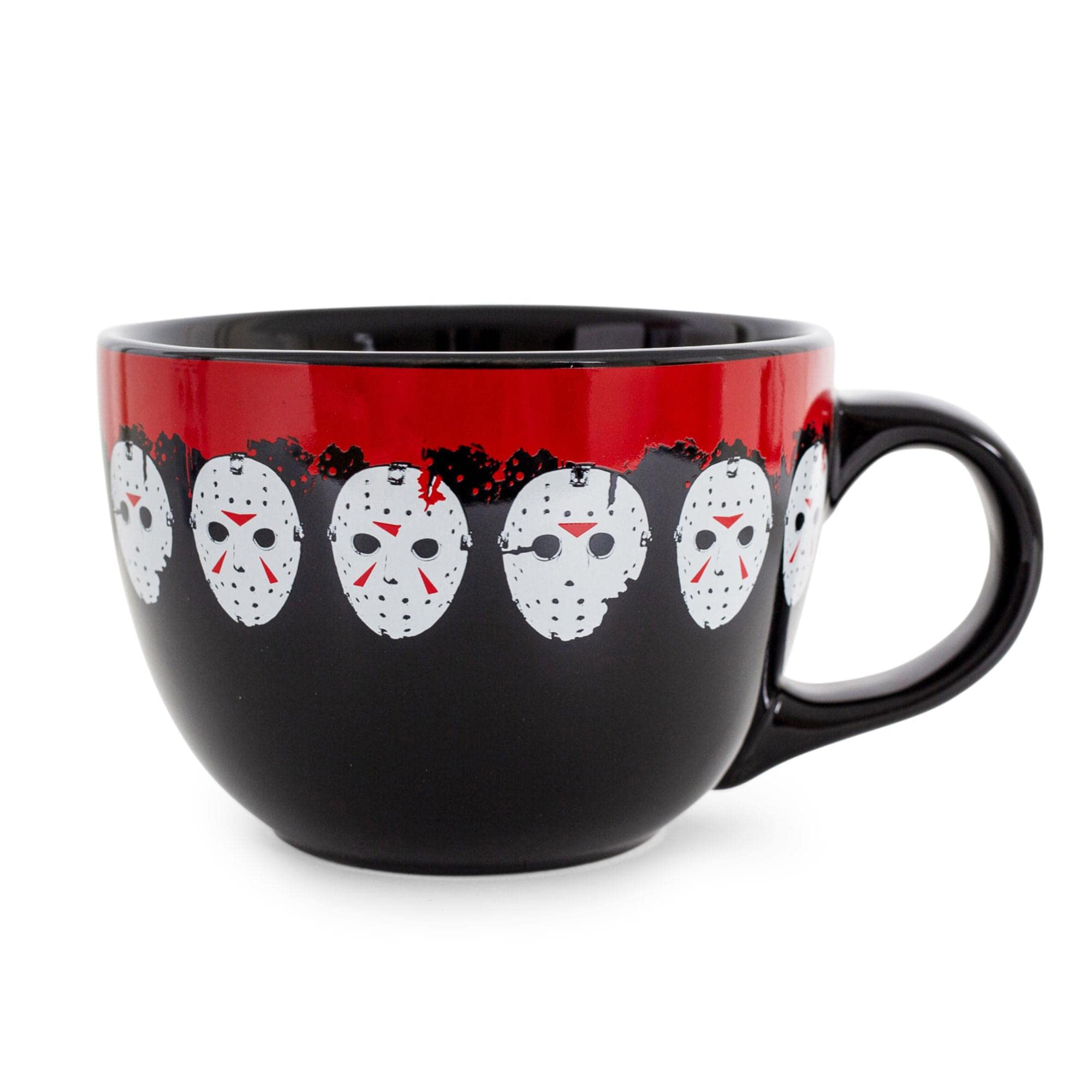 Silver Buffalo Friday the 13th Jason Mask Legacy Ceramic Soup Mug | 24-Ounce Bowl For Ice Cream, Cereal, Oatmeal | Large Coffee Cup For Espresso, Caffeine | Horror Movie Gifts and Collectibles