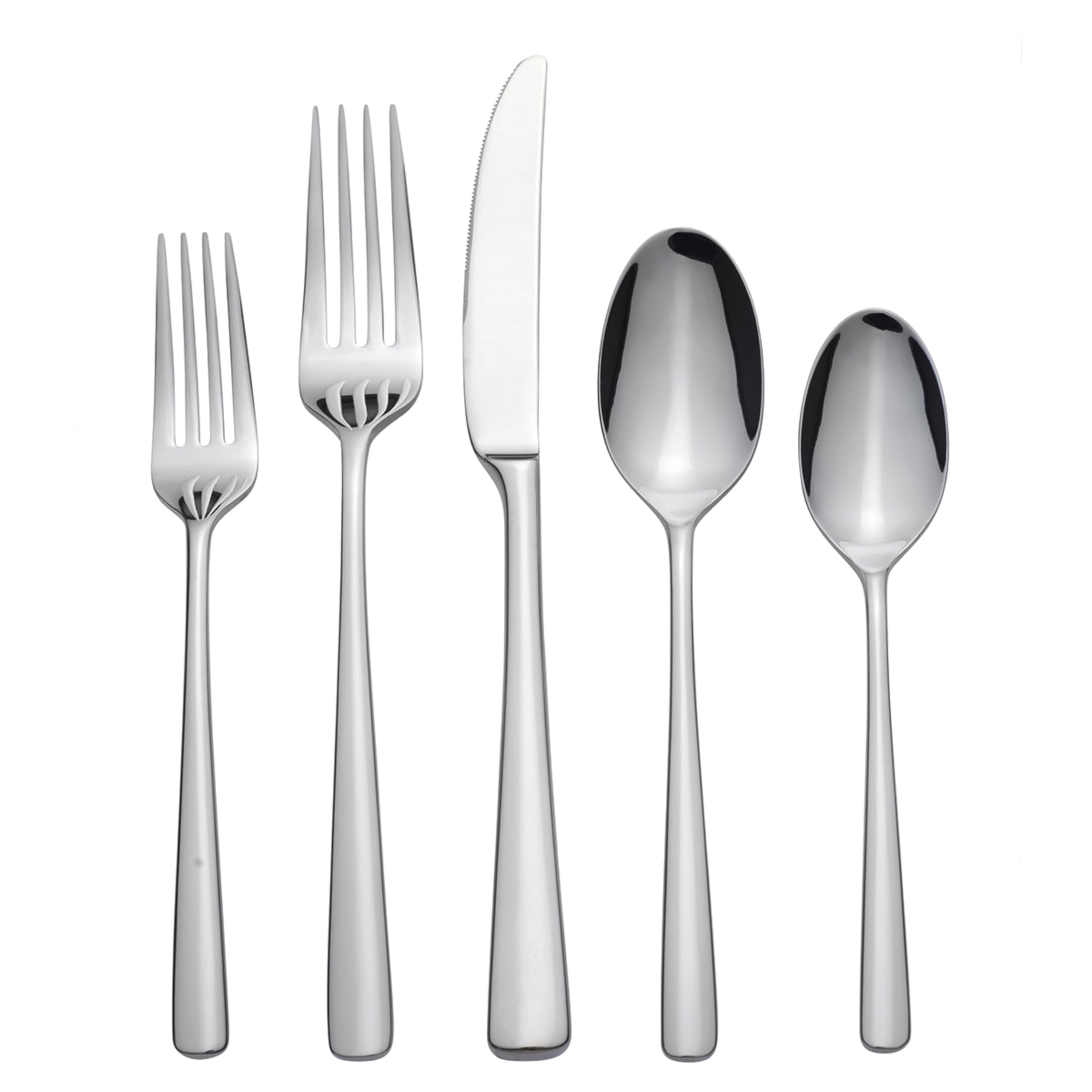 Oneida Doublet 20 Piece Everyday Flatware Set, 3.05 LB, Metallic