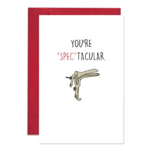 funny you're spectacular card, cute thank you card for ob gyn midwife, lovely medical themed greeting card