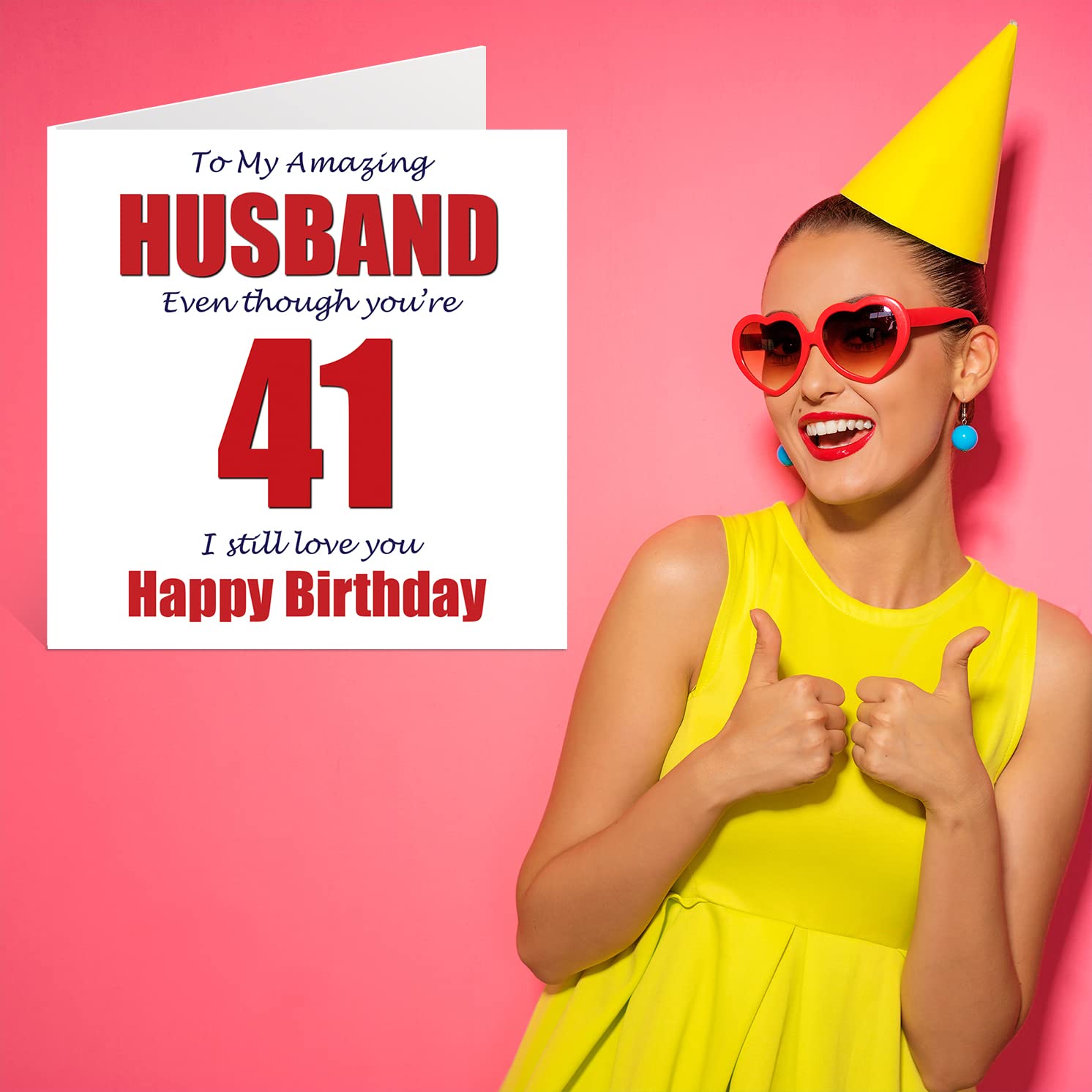 Funny 41st Birthday Cards for Husband - 41 I Still Love You - Happy Birthday Card for Husband from Wife Partner, Forty-One Forty-First Hubby Gifts, 5.7 x 5.7 Inch Joke Humor Greeting Cards