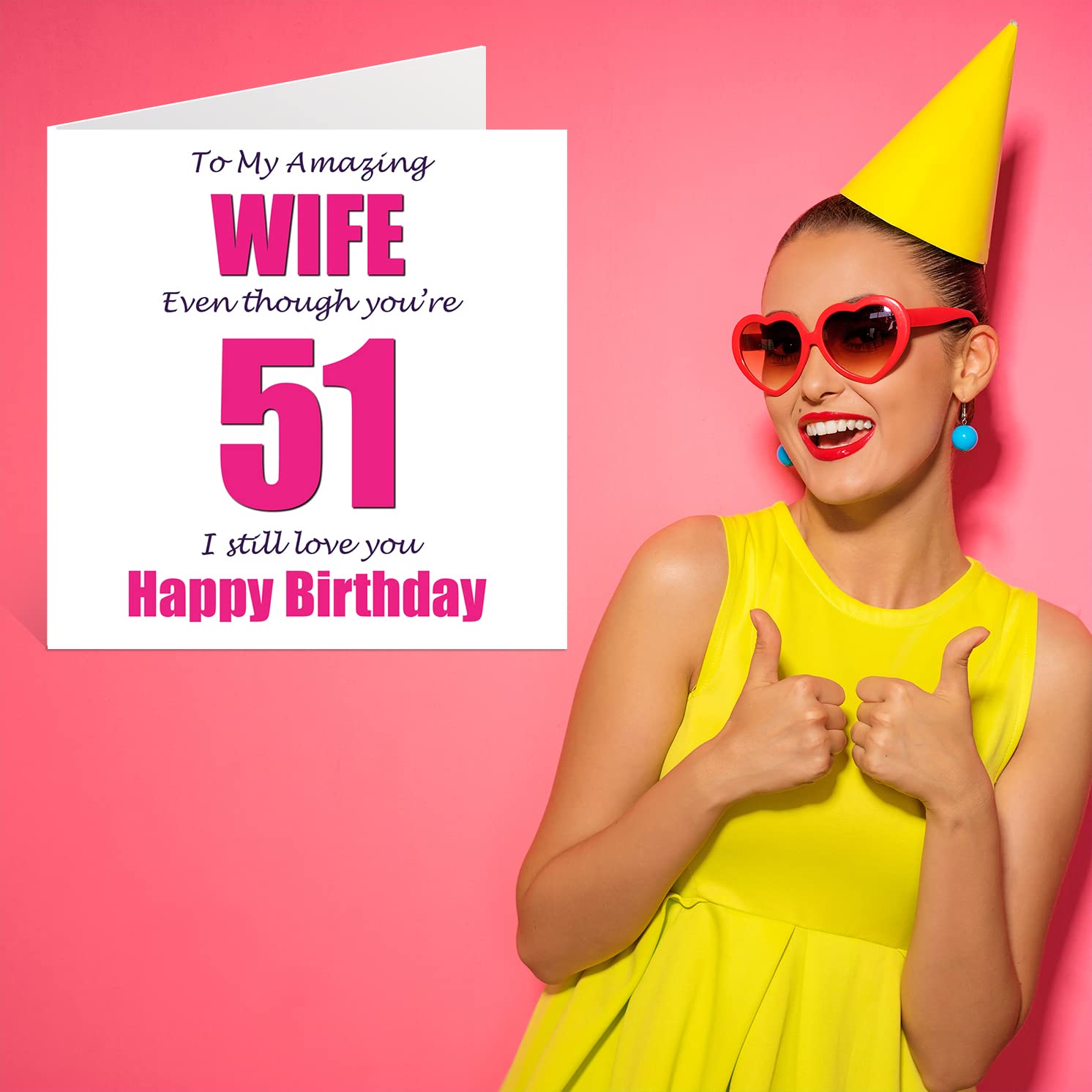 Funny 51st Birthday Cards for Wife - 51 I Still Love You - Happy Birthday Card for Wife from Husband Partner, Fifty-One Fifty-First Wifey Gifts, 5.7 x 5.7 Inch Joke Humor Greeting Cards