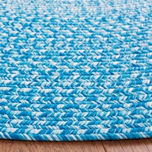 SAFAVIEH Braided Collection Area Rug - 3' x 5' Oval, Aqua, Handmade Farmhouse, Ideal for High Traffic Areas in Living Room, Bedroom (BRA220J)