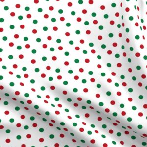 Spoonflower Fabric - Red Green White Polka Dots Christmas Holiday Celebrate Traditions Printed on Petal Signature Cotton Fabric by The Yard - Sewing Quilting Apparel Crafts Decor