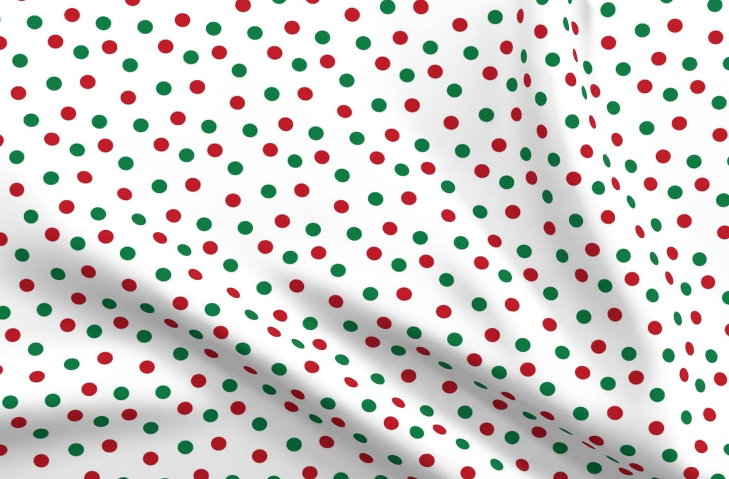 Spoonflower Fabric - Red Green White Polka Dots Christmas Holiday Celebrate Traditions Printed on Petal Signature Cotton Fabric by The Yard - Sewing Quilting Apparel Crafts Decor