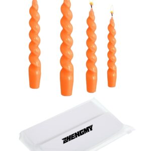 4 Pcs Spiral Taper Candles Handmade Twisted Long Candle Spiral Candle Stick Candles Twisted Candles Wax Unscented Dinner Candle for Halloween Christmas Holiday Wedding Birthday Gift(Orange)