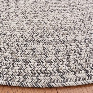 SAFAVIEH Braided Collection Area Rug - 6' x 9' Oval, Grey & Ivory, Handmade Farmhouse, Ideal for High Traffic Areas in Living Room, Bedroom (BRA201F)