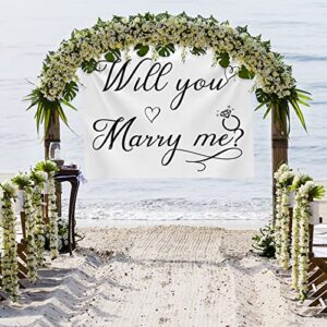 Will You Marry Me Tapestry Marry Me Sign Will You Marry Me Banner Wall Hanging Hand Lettering Engagement Decorations for Wedding Proposal Party Decor Bedroom Living Room Wall Backdrop 59.1 x 51.2 Inch