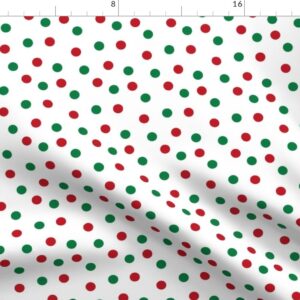 Spoonflower Fabric - Red Green White Polka Dots Christmas Holiday Celebrate Traditions Printed on Petal Signature Cotton Fabric by The Yard - Sewing Quilting Apparel Crafts Decor