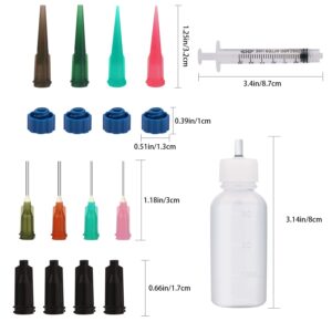 AIEX 21pcs Needle Bottle Set, 30ml Glue Applicator Bottle with Blunt Needle Tips 14ga 16ga 18ga 20ga Plastic Dropper Bottle Syringe Glue Applicator for DI