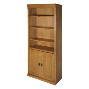 Martin Furniture Huntington Oxford Wood Bookcase with Doors, Storage Cabinet, Office Shelves, Wheat, Brown (HO3072D/W)