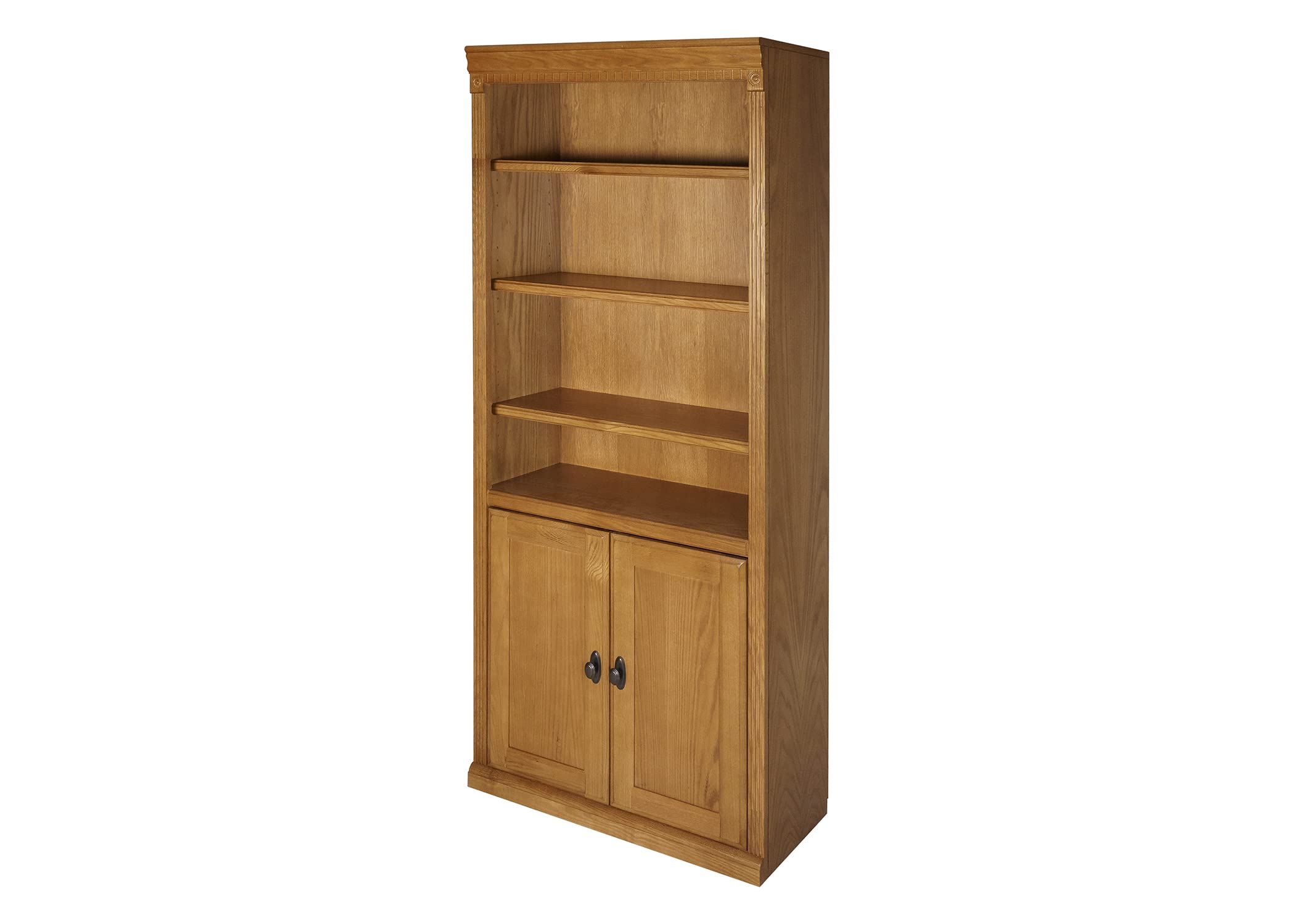 Martin Furniture Huntington Oxford Wood Bookcase with Doors, Storage Cabinet, Office Shelves, Wheat, Brown (HO3072D/W)