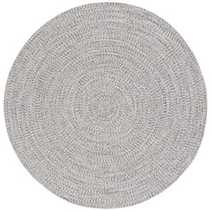 SAFAVIEH Braided Collection 5' Round Grey/Ivory BRA201F Handmade Farmhouse Entryway Foyer Living Room Bedroom Kitchen Area Rug