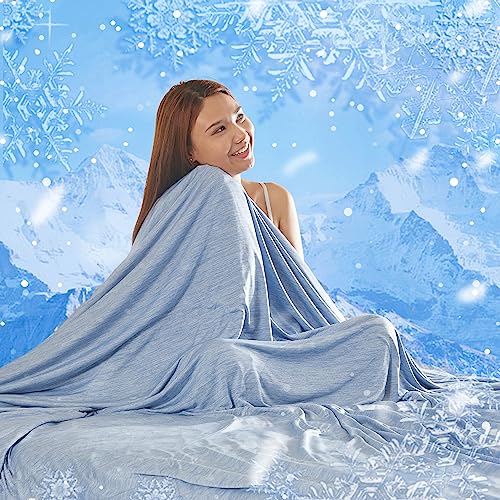 MH MYLUNE HOME Cooling Blanket for Hot Sleepers, Lightweight Thin Summer Blanket for Hot Flashes Night Sweates Sleeping,Arc-chill Cold Throw Blanket for Bed/Sofa,King Size, Blue