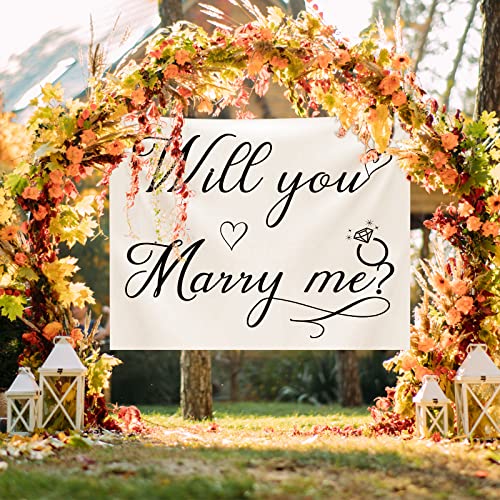 Will You Marry Me Tapestry Marry Me Sign Will You Marry Me Banner Wall Hanging Hand Lettering Engagement Decorations for Wedding Proposal Party Decor Bedroom Living Room Wall Backdrop 59.1 x 51.2 Inch