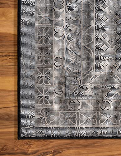 Rugs.com Heris Collection Rug – 9' x 12' Black Medium Rug Perfect for Living Rooms, Large Dining Rooms, Open Floorplans