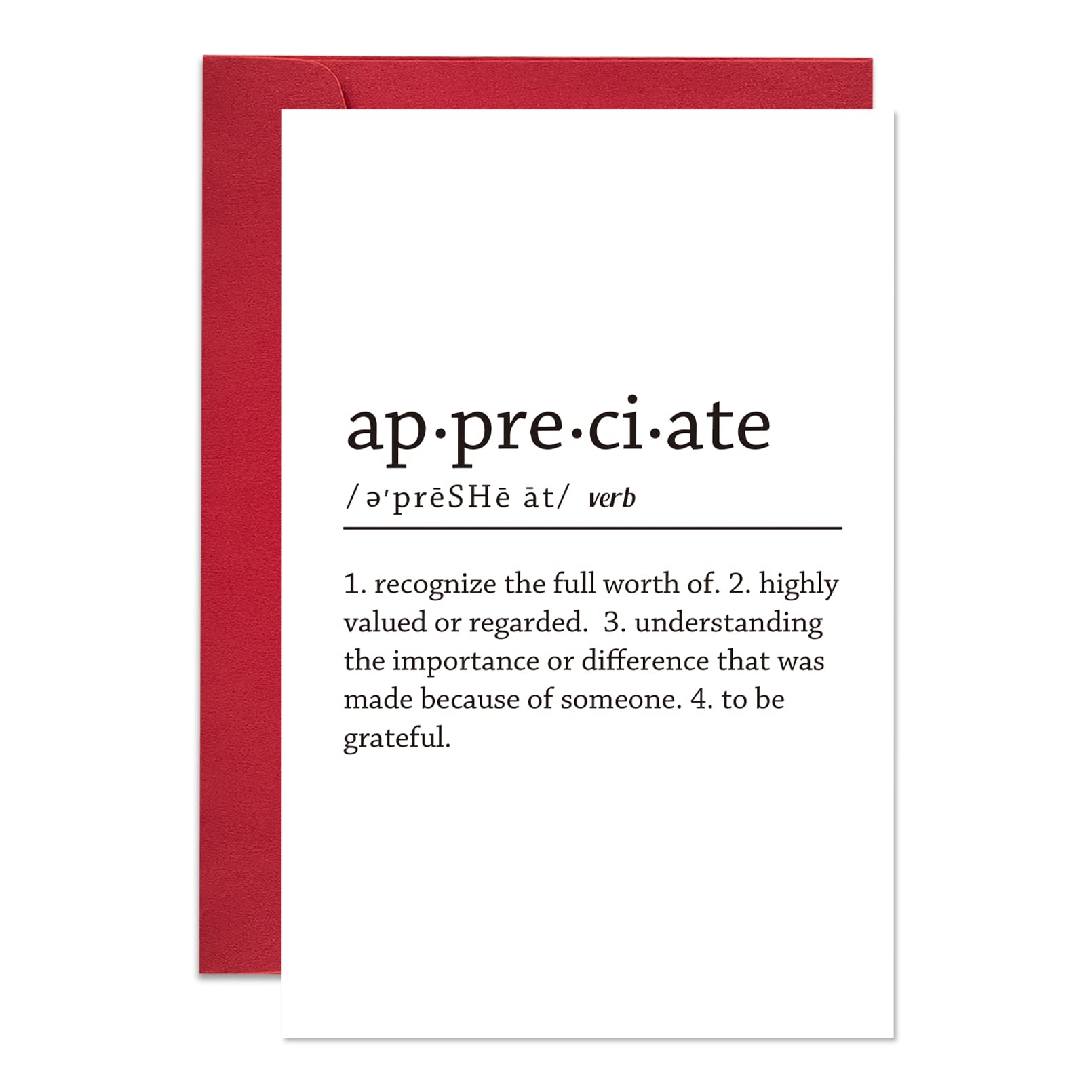 Ogeby Cute Appreciate Definition Card, Funny Thank You Card for Him Her, Lovely Thankful Greeting Card for Teacher Boss