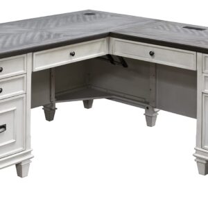 Martin Furniture Hartford Wood L-Desk and Return, Writing Table and Return, Office Desk and Return, White