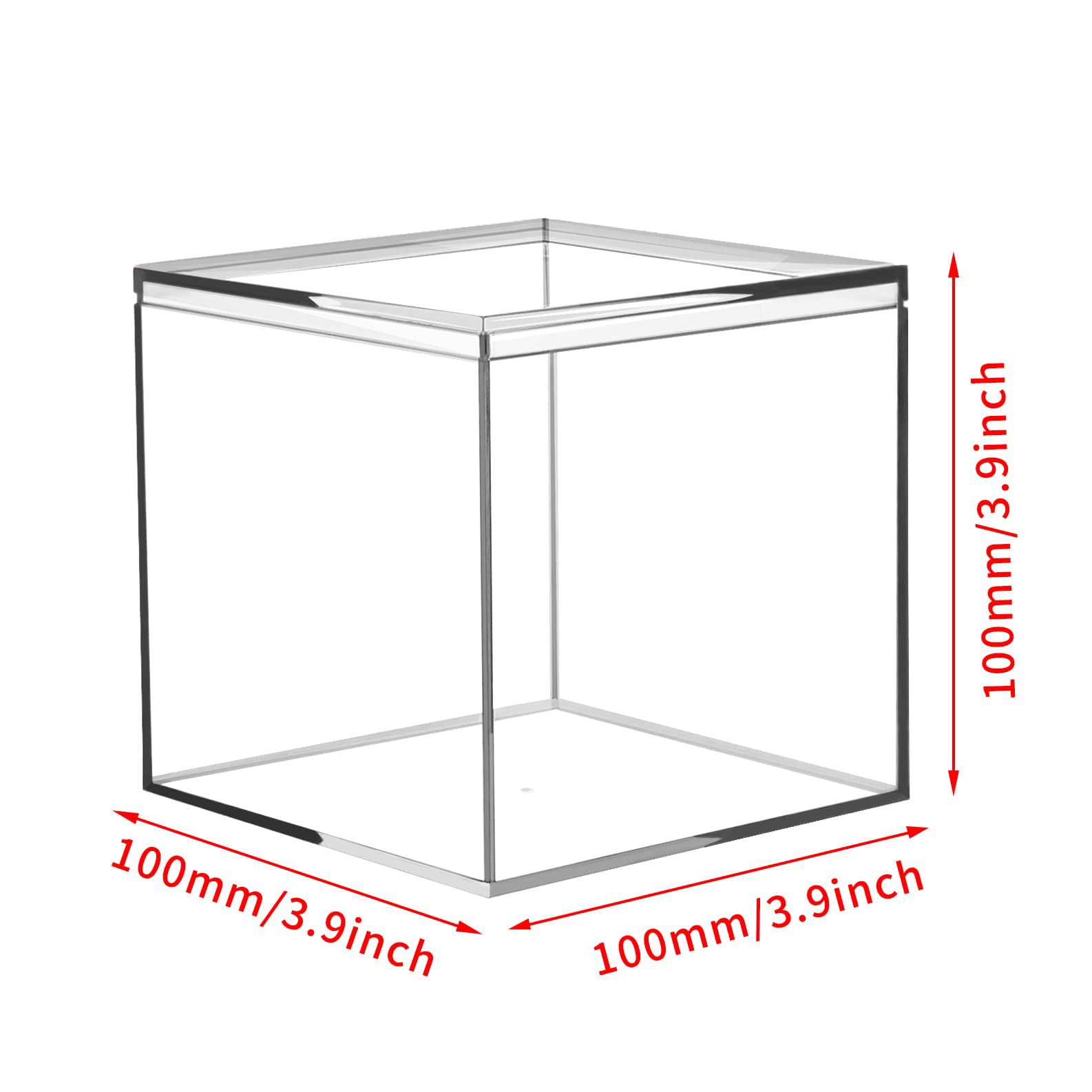 Hewomate Acrylic Boxes for Display, 3.9x3.9x3.9 Inches 4 Pack Clear Plastic Acrylic Favor Boxes, Small Acrylic Box with Lid, Square Cube Storage Containers for Candy Jewelry Pill and Tiny Item