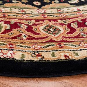 SAFAVIEH Lyndhurst Collection 6' Round Black / Red LNH330Y Traditional Oriental Non-Shedding Entryway Foyer Living Room Bedroom Kitchen Area Rug