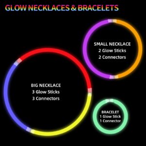 AIVANT Glow Sticks Bulk Party Supplies | 100 PCS 8 Inch Glowsticks with Connectors | Glow in the Dark Light Up Sticks Party Favors Decorations