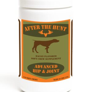 After The Hunt Advanced Hip & Joint Protection Dog Supplement with Glucosamine, Chondroitin & MSM - Inflammatory Pain Relief Chews to Help Flexibility - Bacon Flavored - Yucca & Turmeric - 120 Ct