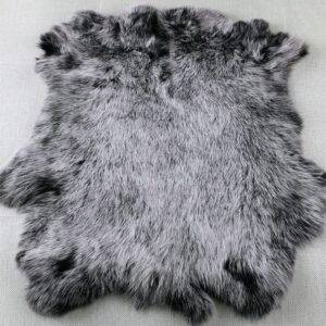 Natural Tanned Real Rex Rabbit Fur Pelt Animal Skin Hide Craft Grade Sewing Quality Leather White Tip On Black,About 16.5'' by 10.2''