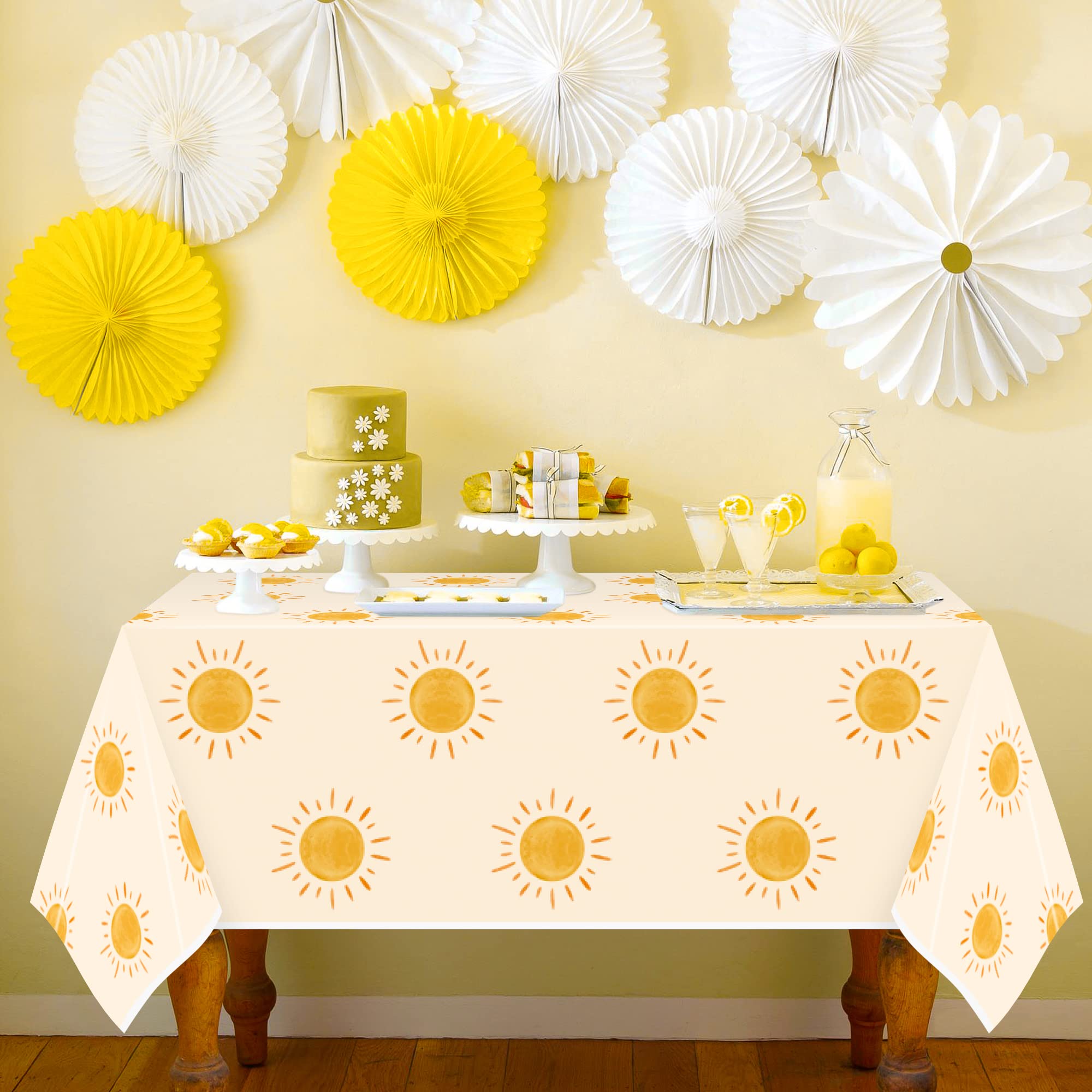 G1ngtar 3Pcs Boho Sun Birthday Party Tablecloths Boho Hippie Sunshine Disposable Plastic Waterproof Rectangular Table Covers First Trip Around The Sun Party Decorations Baby Shower Supplies