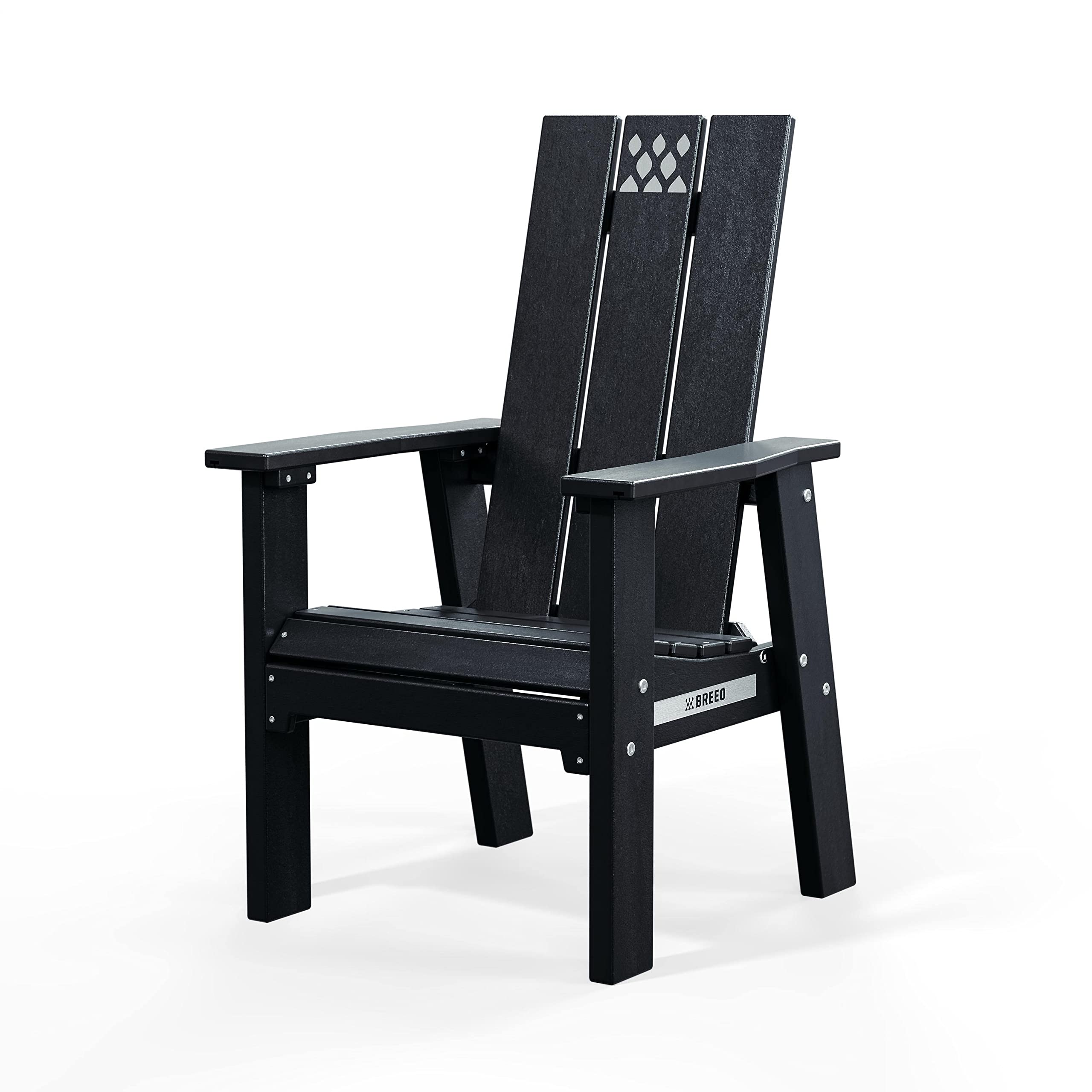 Breeo X Series Adirondack Campfire Chair – Poly Lumber Fire Pit Seat with 304 Stainless Steel Accents, Outdoor Patio & Camping Essentials with Arm Rest - Ergonomic, Sustainable Outdoor Chair - Black