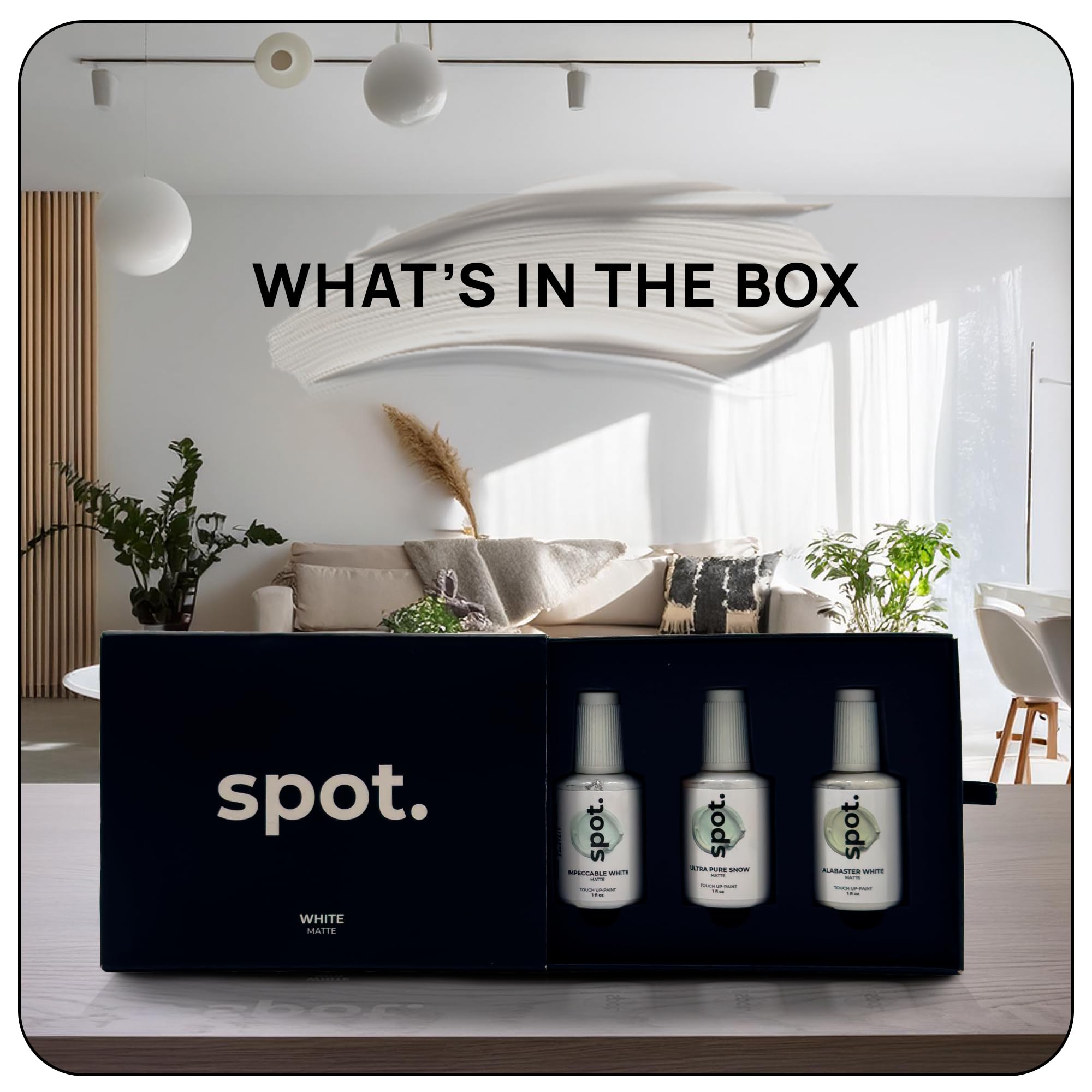 spot. Touch Up-Paint, Matte Finish, for Cabinets, Walls, Windows, Doors, and Furniture, 3 Color Kit Matches 90% of Surfaces, White 3 Pack